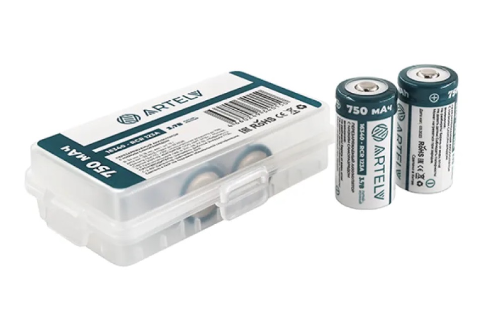 Аккумулятор RCR123 ARTELV 3.7V Li-Ion 750 mAh